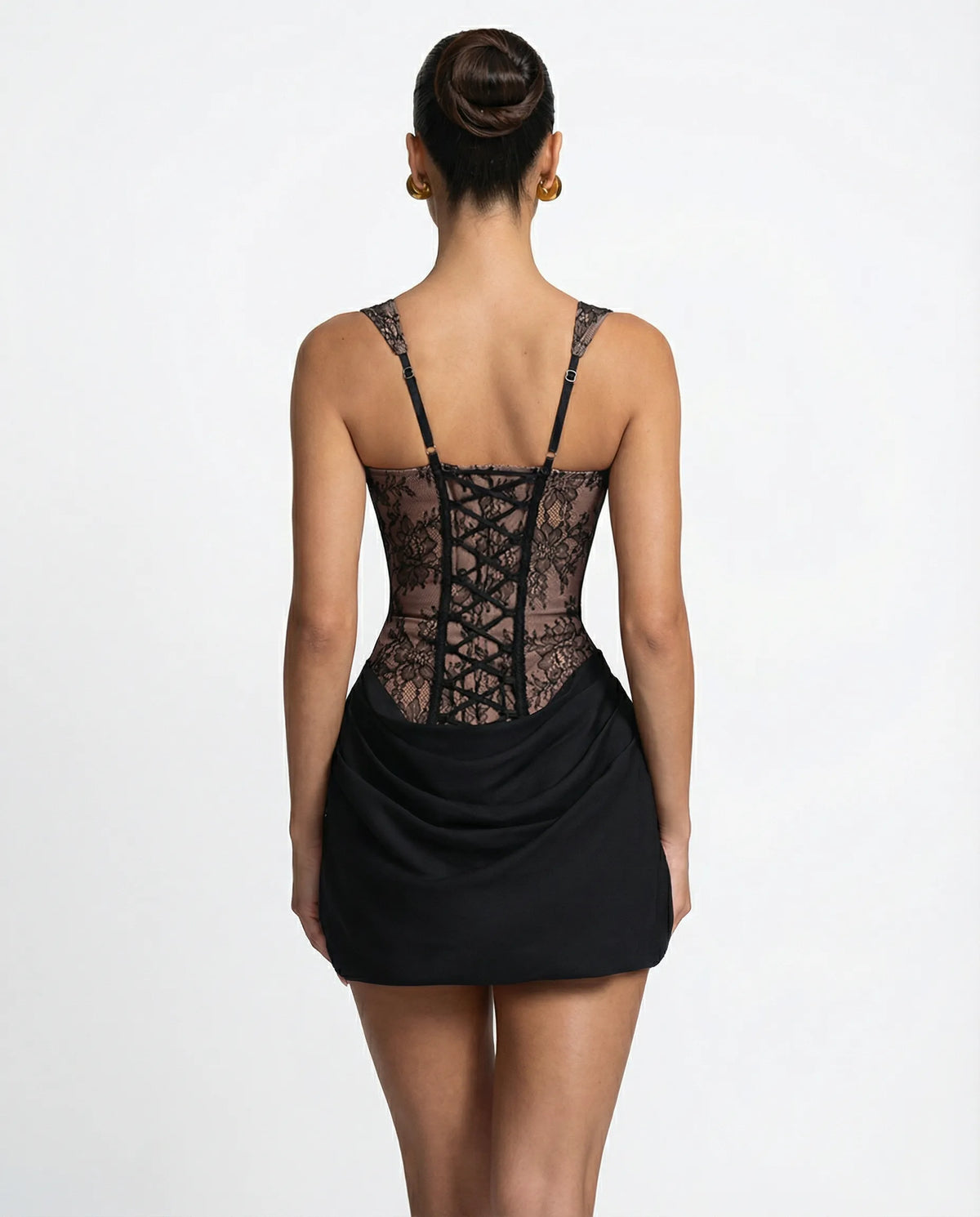 Women's Elegant Corset Mini Cocktail Dress with Ruched