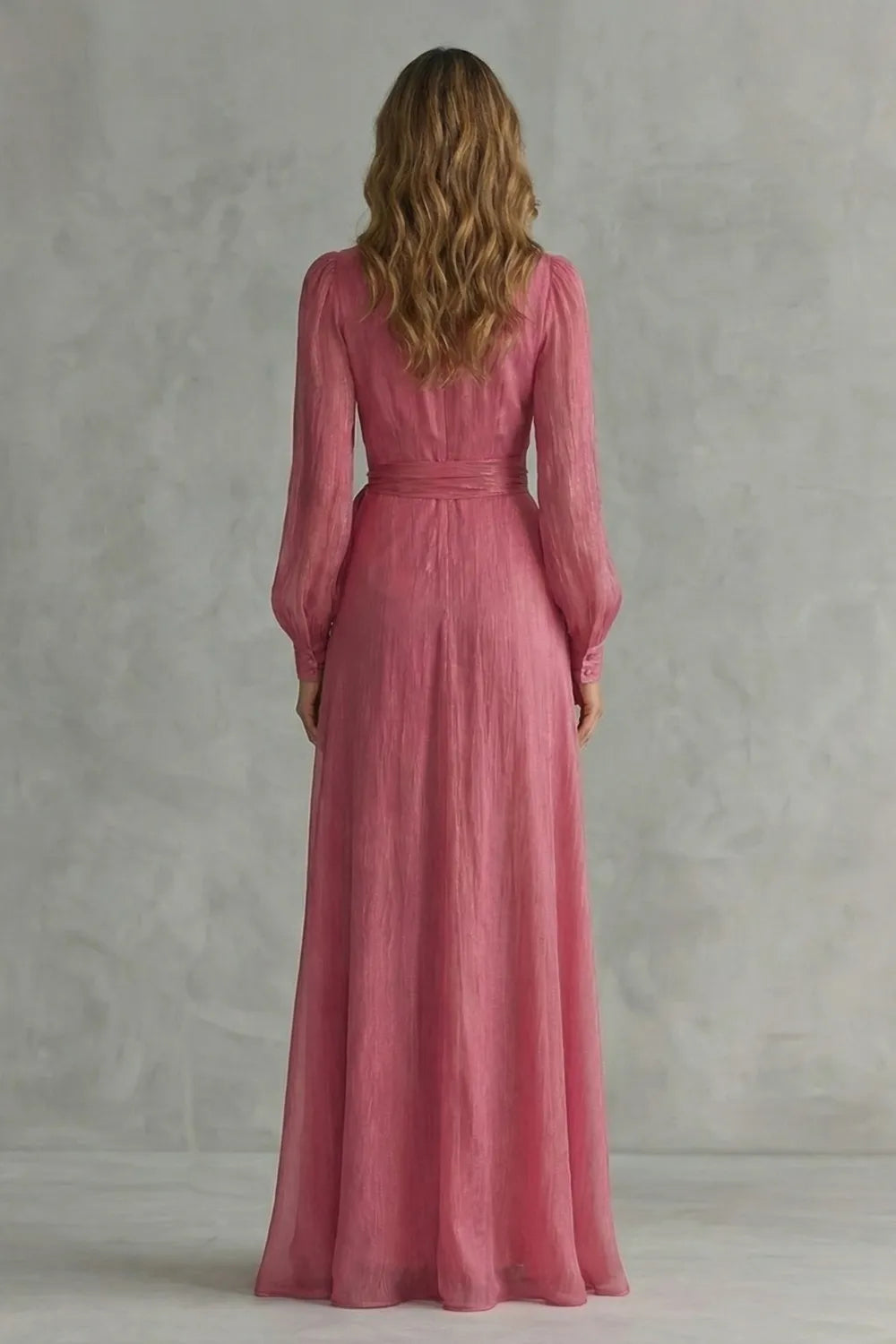 Women's Elegant V-Neck Maxi Wedding Guest Dress with Bow