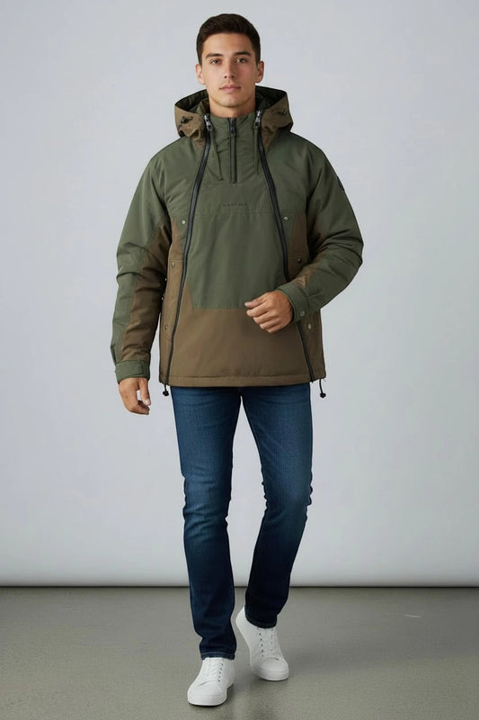 Men's Waterproof Windbreaker with Hooded and Zip Closure