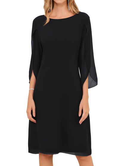Women’s A-Line Elegant Midi Wedding Guest Dress with Sleeves