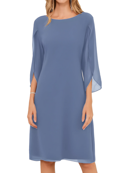 Women’s A-Line Elegant Midi Wedding Guest Dress with Sleeves