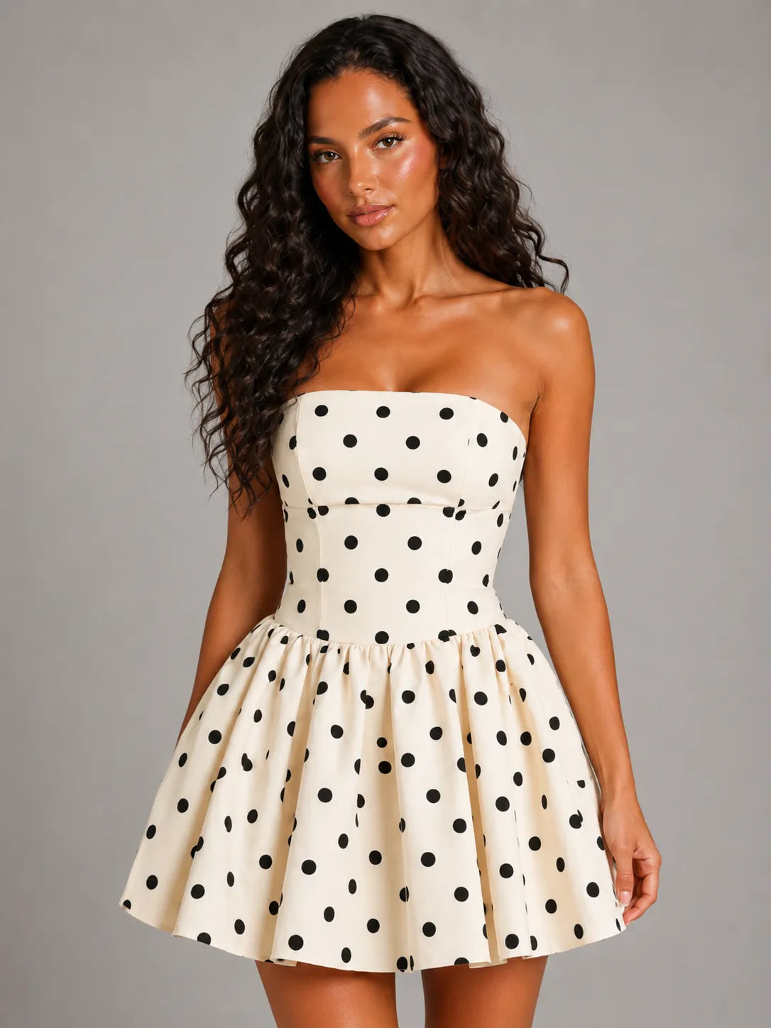 Women’s A-Line Elegant Mini Cocktail Dress with Strapless Design
