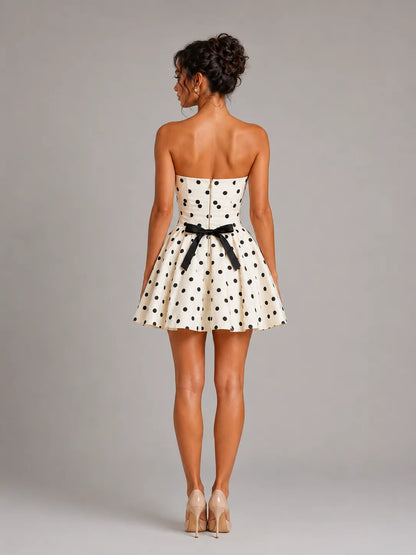 Women’s A-Line Elegant Mini Cocktail Dress with Strapless Design