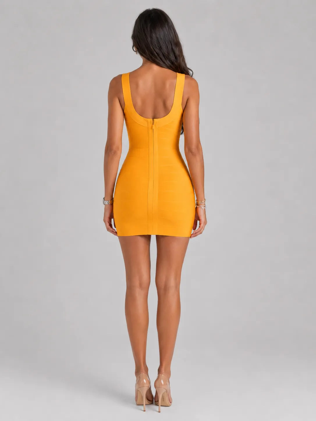 Women’s Bandage Ribbed Mini Cocktail Dress with Square Neck