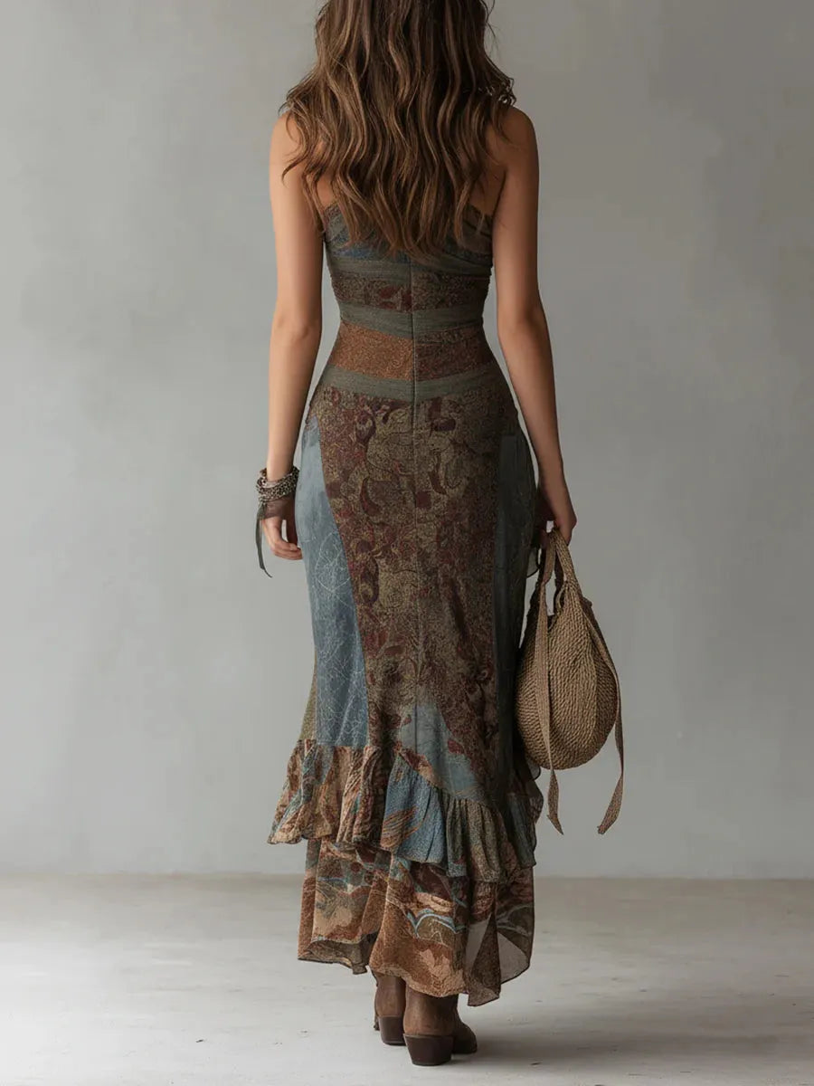 Women's Boho Asymmetrical Maxi Summer Dress with Side Slit