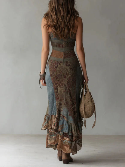 Women's Boho Asymmetrical Maxi Summer Dress with Side Slit