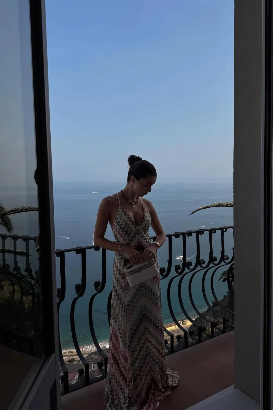 Women’s Boho Elegant Maxi Wedding Guest Dress with Open Back