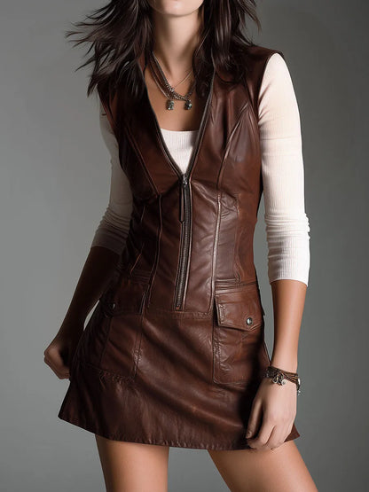 Women’s Casual Sleeveless Mini Cocktail Dress with Pockets