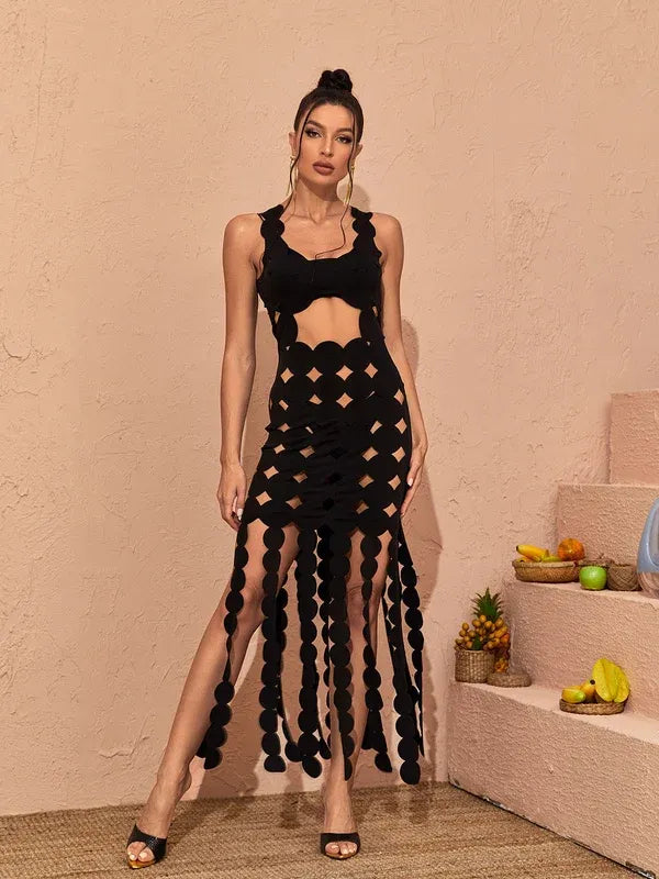 Women’s Cut Out Party Maxi Cocktail Dress with Slit