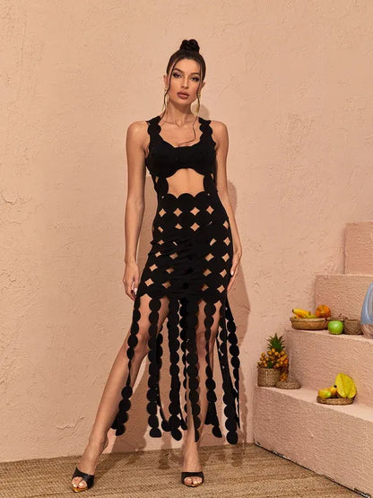 Women’s Cut Out Party Maxi Cocktail Dress with Slit