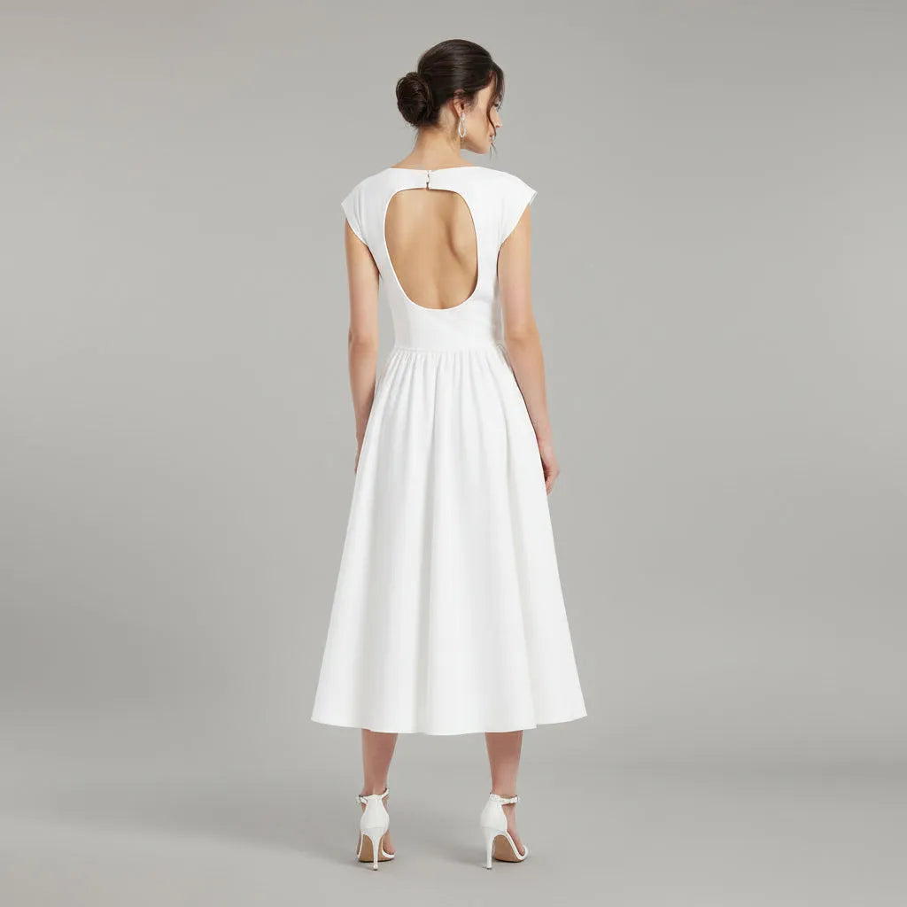 Women’s Elegant A-Line Maxi Cocktail Dress with Open Back