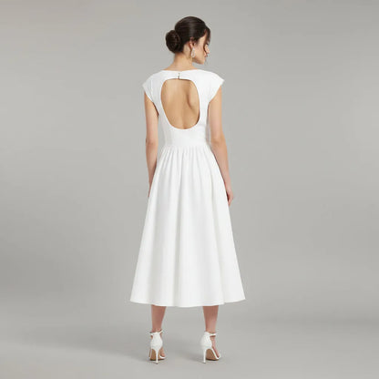 Women’s Elegant A-Line Maxi Cocktail Dress with Open Back