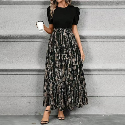 Women’s Elegant A-Line Maxi Wedding Guest Dress with Ruffle Hem