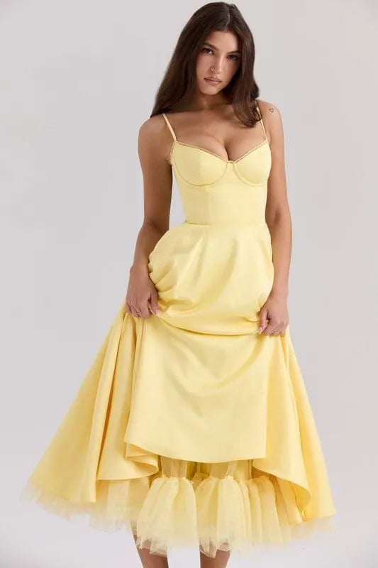 Women’s Elegant A-Line Midi Cocktail Dress with Sleeveless Design