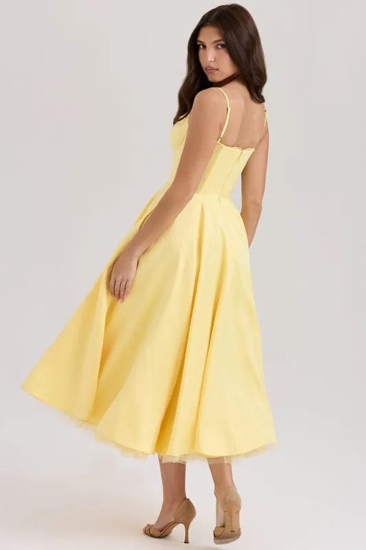 Women’s Elegant A-Line Midi Cocktail Dress with Sleeveless Design