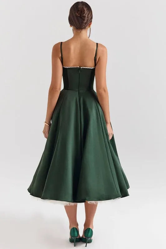 Women’s Elegant A-Line Midi Cocktail Dress with Sleeveless Design