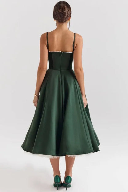 Women’s Elegant A-Line Midi Cocktail Dress with Sleeveless Design