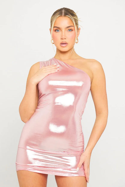Women’s Elegant Asymmetrical Mini Cocktail Dress with Ruched
