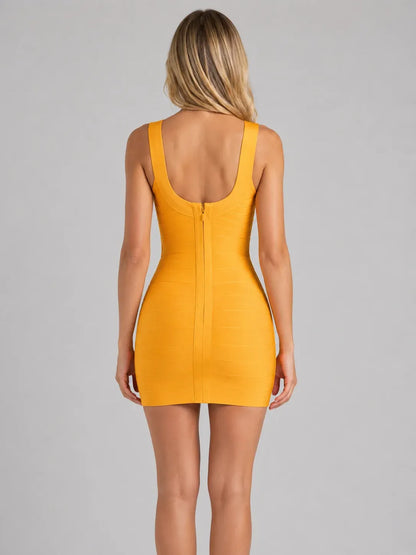 Women’s Elegant Bandage Mini Cocktail Dress with Scoop Neck