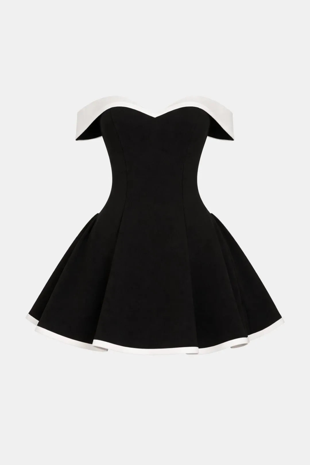 Women’s Elegant Bardot Neckline Mini Cocktail Dress with Fit and Flare