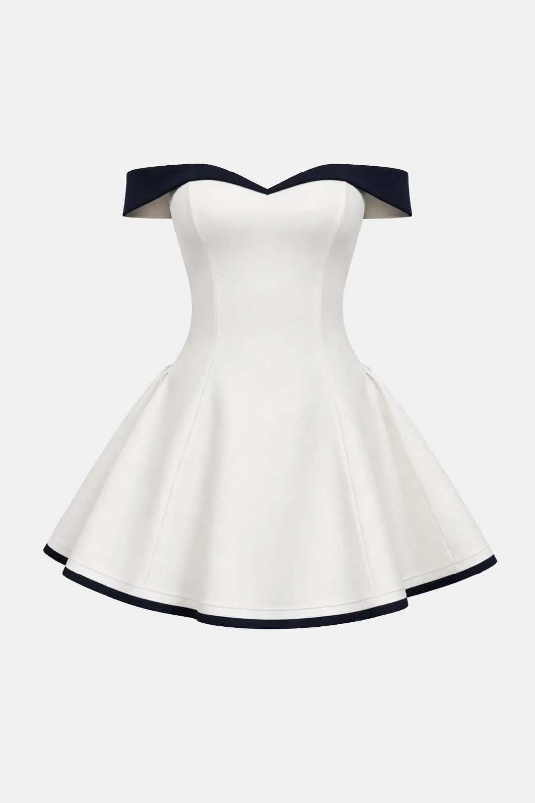 Women’s Elegant Bardot Neckline Mini Cocktail Dress with Fit and Flare