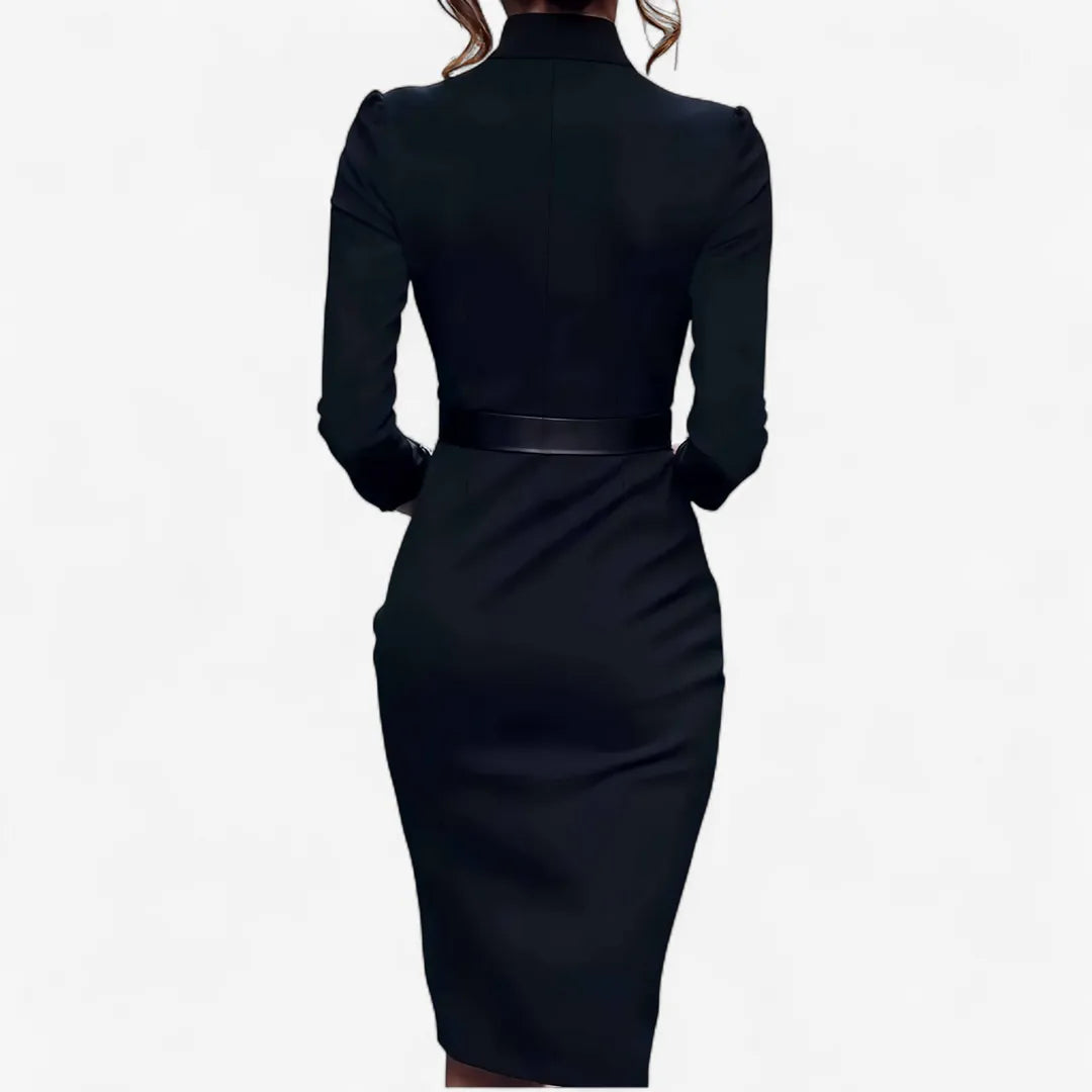 Women's Elegant Classy Midi Wedding Guest Dress with Long Sleeve