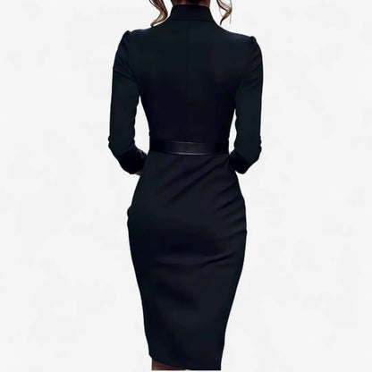 Women's Elegant Classy Midi Wedding Guest Dress with Long Sleeve