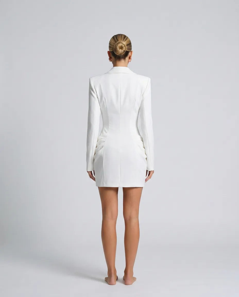 Women's Elegant Corset Mini Cocktail Dress with Long Sleeve