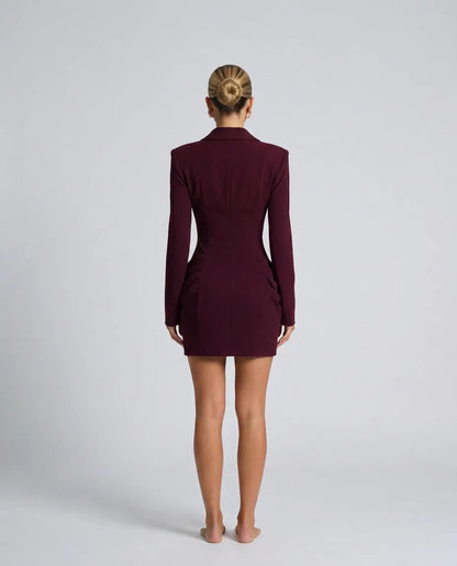 Women's Elegant Corset Mini Cocktail Dress with Long Sleeve