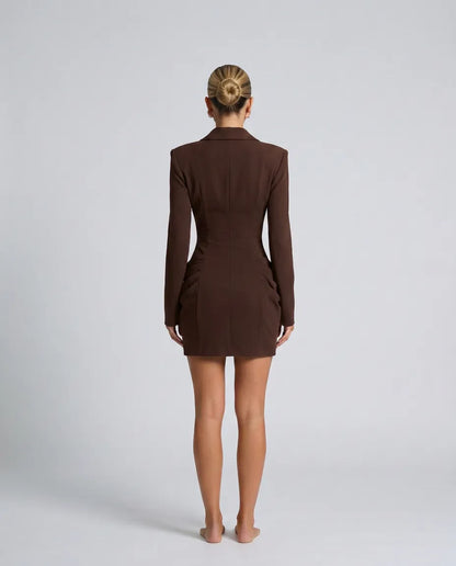Women's Elegant Corset Mini Cocktail Dress with Long Sleeve