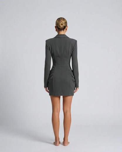 Women's Elegant Corset Mini Cocktail Dress with Long Sleeve