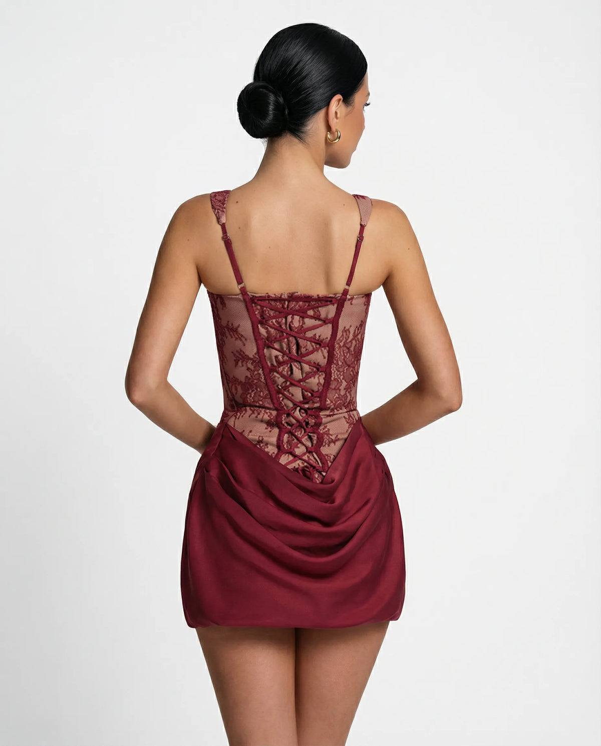 Women's Elegant Corset Mini Cocktail Dress with Ruched