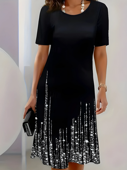 Women’s Elegant Evening Midi Wedding Guest Dress with Short Sleeves