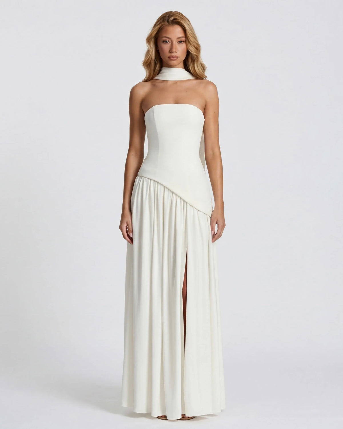 Women’s Elegant Flowy Maxi Wedding Guest Dress with Slit
