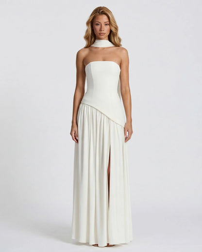Women’s Elegant Flowy Maxi Wedding Guest Dress with Slit