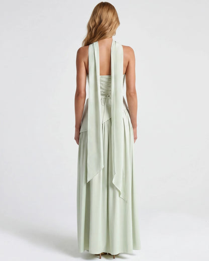 Women’s Elegant Flowy Maxi Wedding Guest Dress with Slit