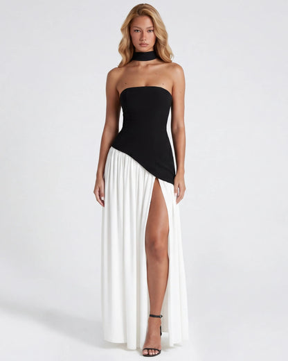 Women’s Elegant Flowy Maxi Wedding Guest Dress with Slit