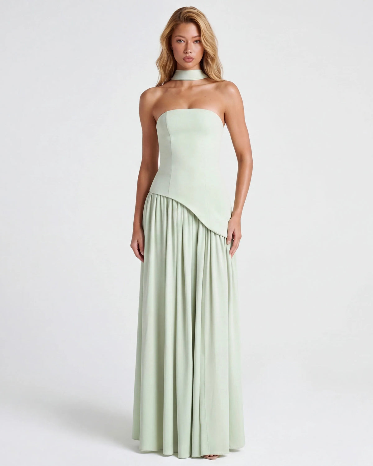 Women’s Elegant Flowy Maxi Wedding Guest Dress with Slit