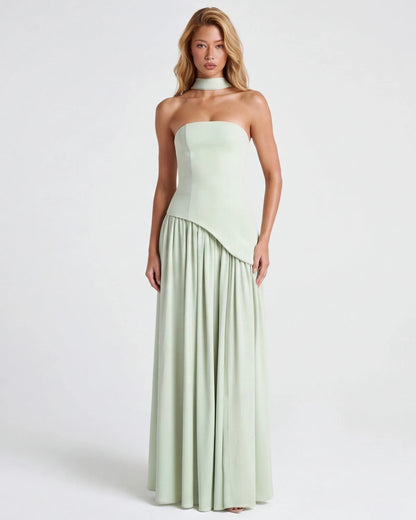 Women’s Elegant Flowy Maxi Wedding Guest Dress with Slit
