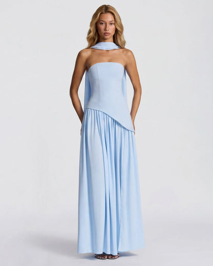 Women’s Elegant Flowy Maxi Wedding Guest Dress with Slit