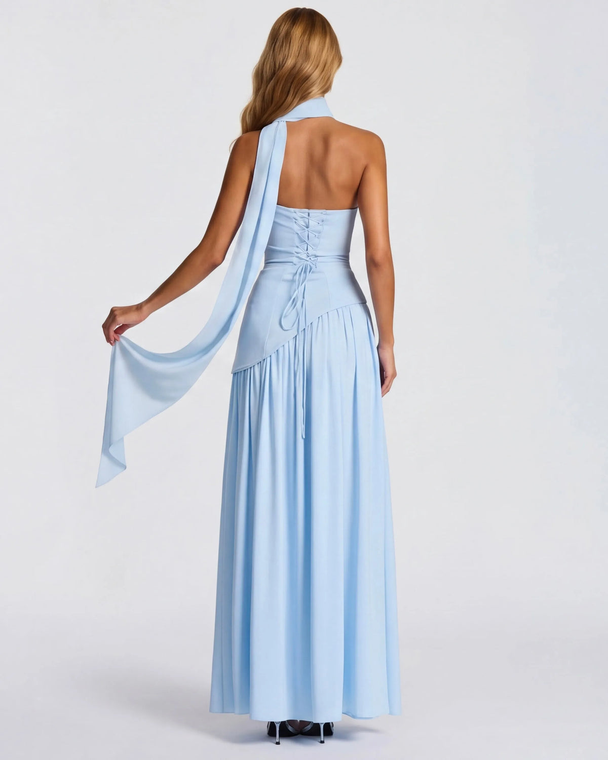 Women’s Elegant Flowy Maxi Wedding Guest Dress with Slit