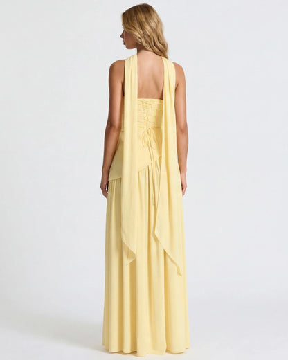 Women’s Elegant Flowy Maxi Wedding Guest Dress with Slit