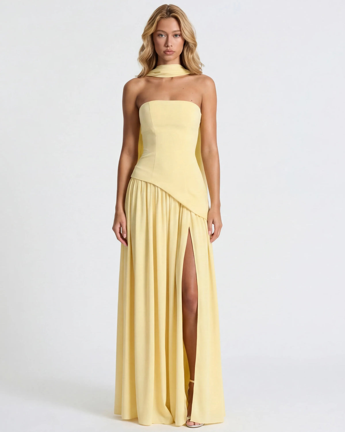 Women’s Elegant Flowy Maxi Wedding Guest Dress with Slit