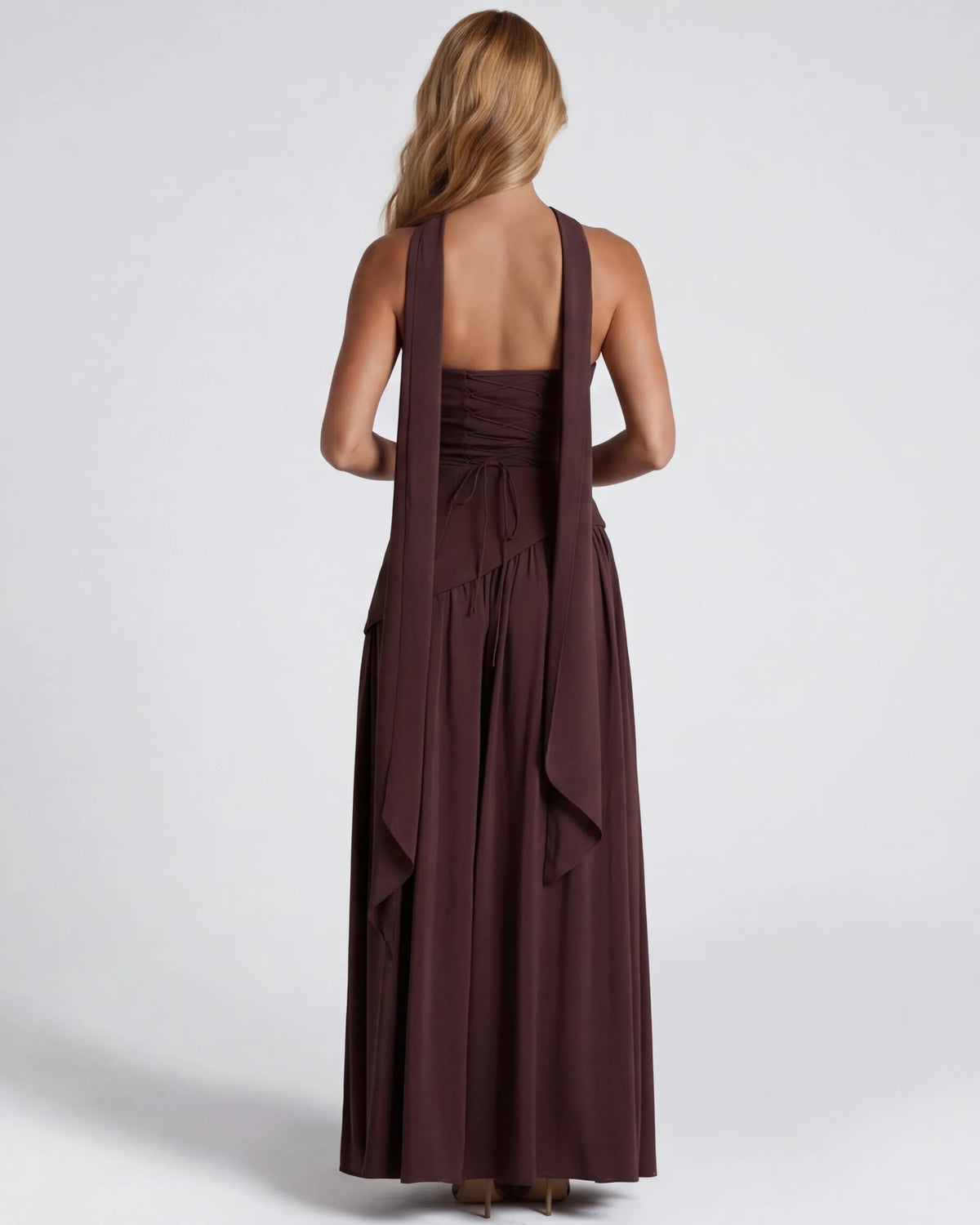 Women’s Elegant Flowy Maxi Wedding Guest Dress with Slit