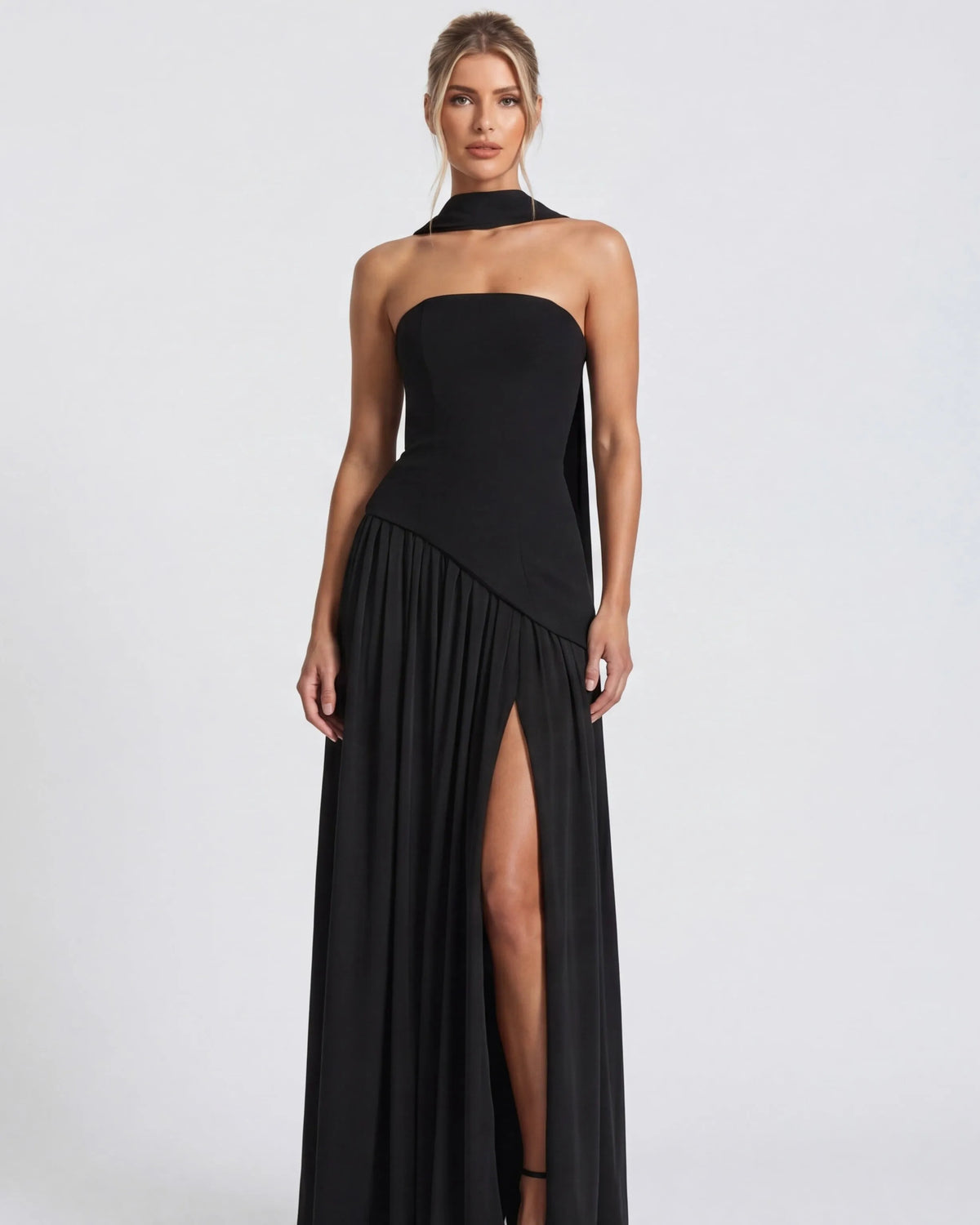 Women’s Elegant Flowy Maxi Wedding Guest Dress with Slit
