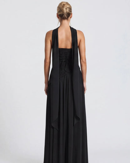 Women’s Elegant Flowy Maxi Wedding Guest Dress with Slit
