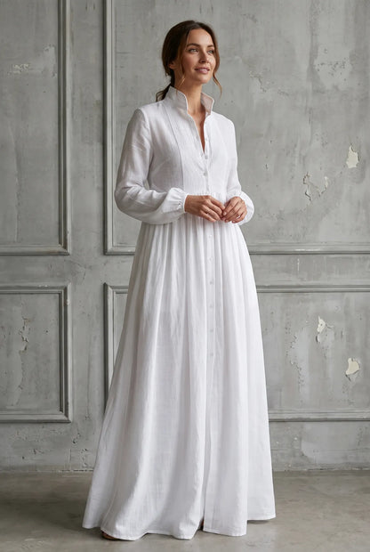 Women’s Elegant Formal Maxi Wedding Guest Dress with Long Sleeves