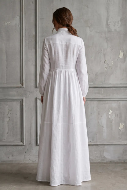 Women’s Elegant Formal Maxi Wedding Guest Dress with Long Sleeves
