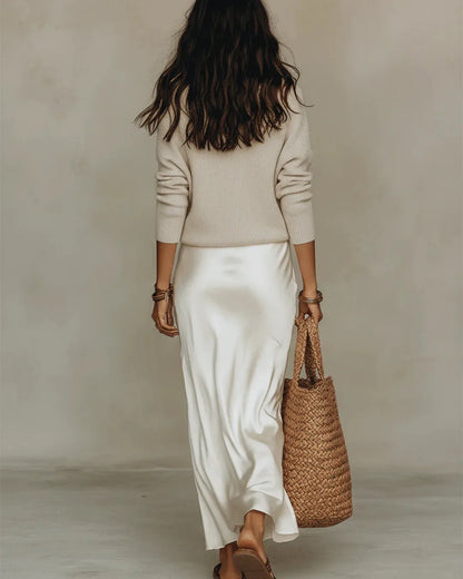 Women’s Elegant Long Sleeve Maxi Wedding Guest Dress with Sweater Set