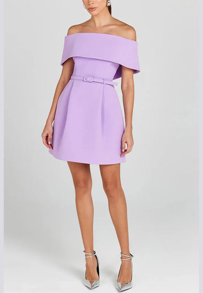 Women’s Elegant Off Shoulder Mini Cocktail Dress with Pockets